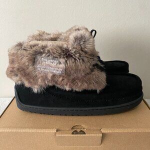 NWT Manitobah Micro Mukluk Black Brown Cowhide Suede Faux Fur